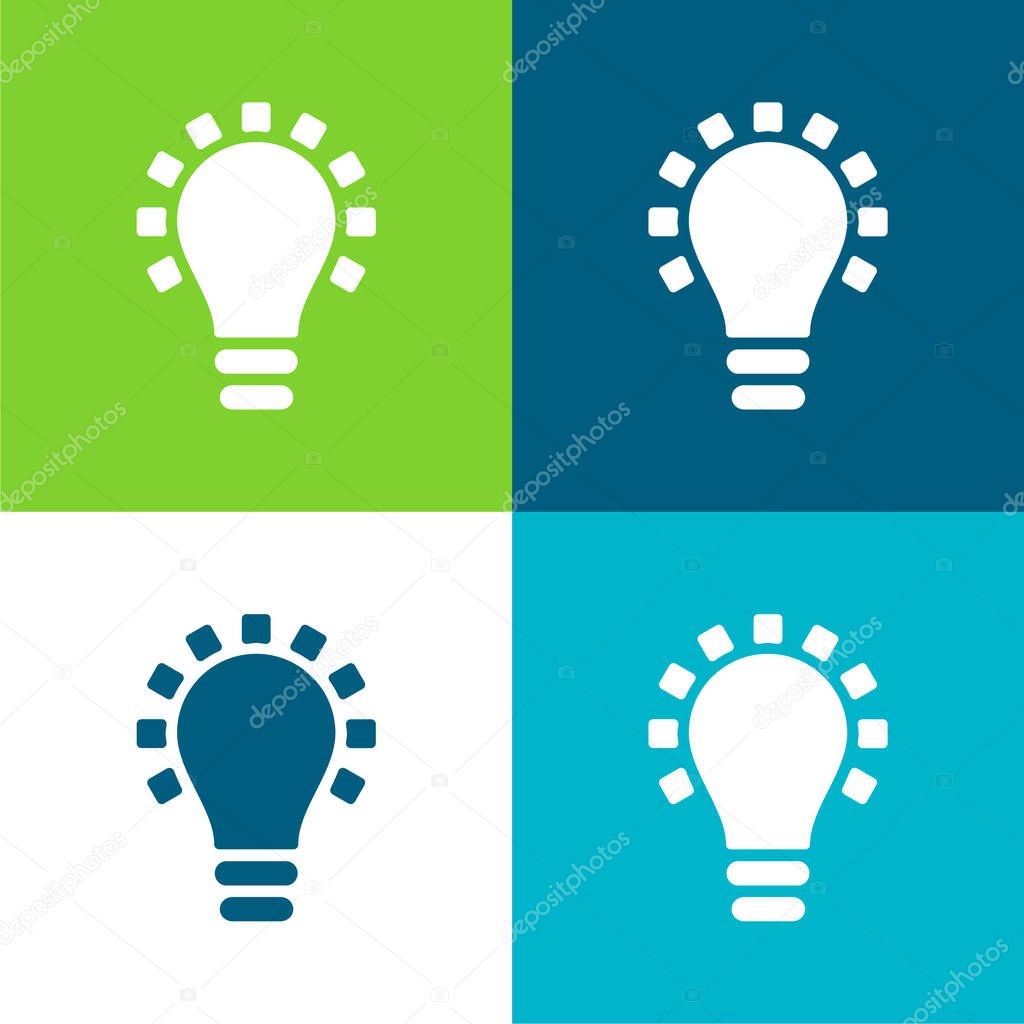 Black Lightbulb Symbol Flat four color minimal icon set