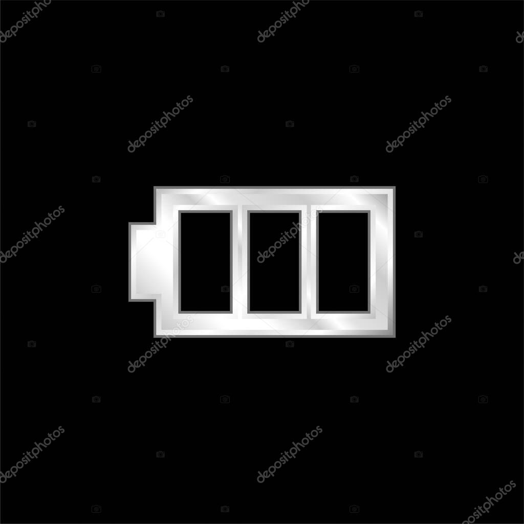 Battery Image With Three Areas silver plated metallic icon