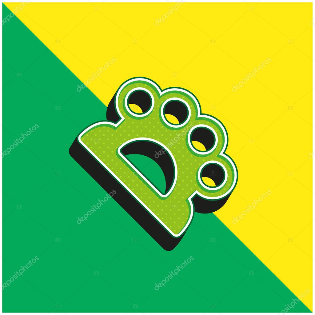Brass Knuckles Green and yellow modern 3d vector icon logo