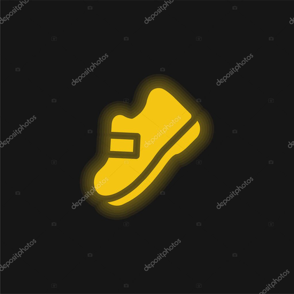 Boot yellow glowing neon icon