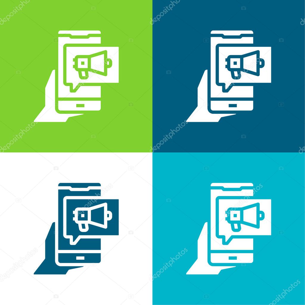 Advertising Flat four color minimal icon set