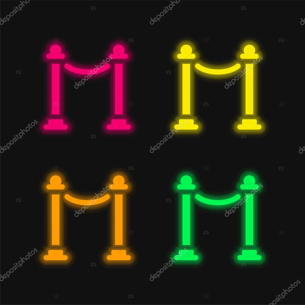 Barrier four color glowing neon vector icon