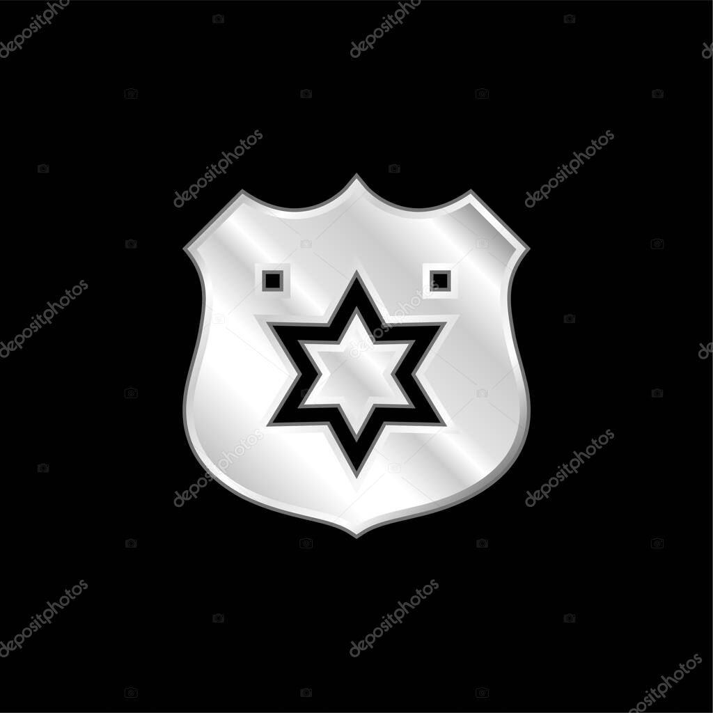 Badge silver plated metallic icon