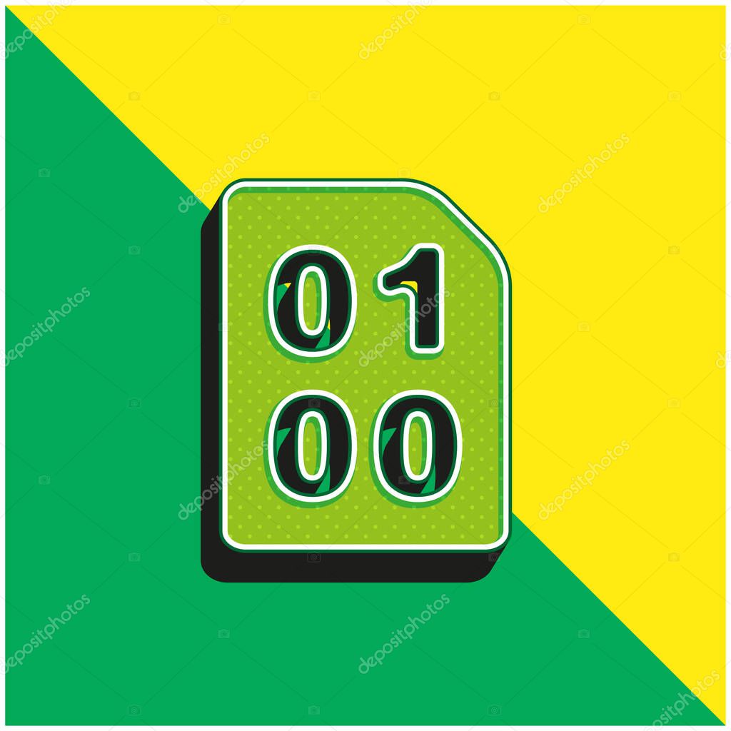 Binary Code With Zeros And One Green and yellow modern 3d vector icon logo