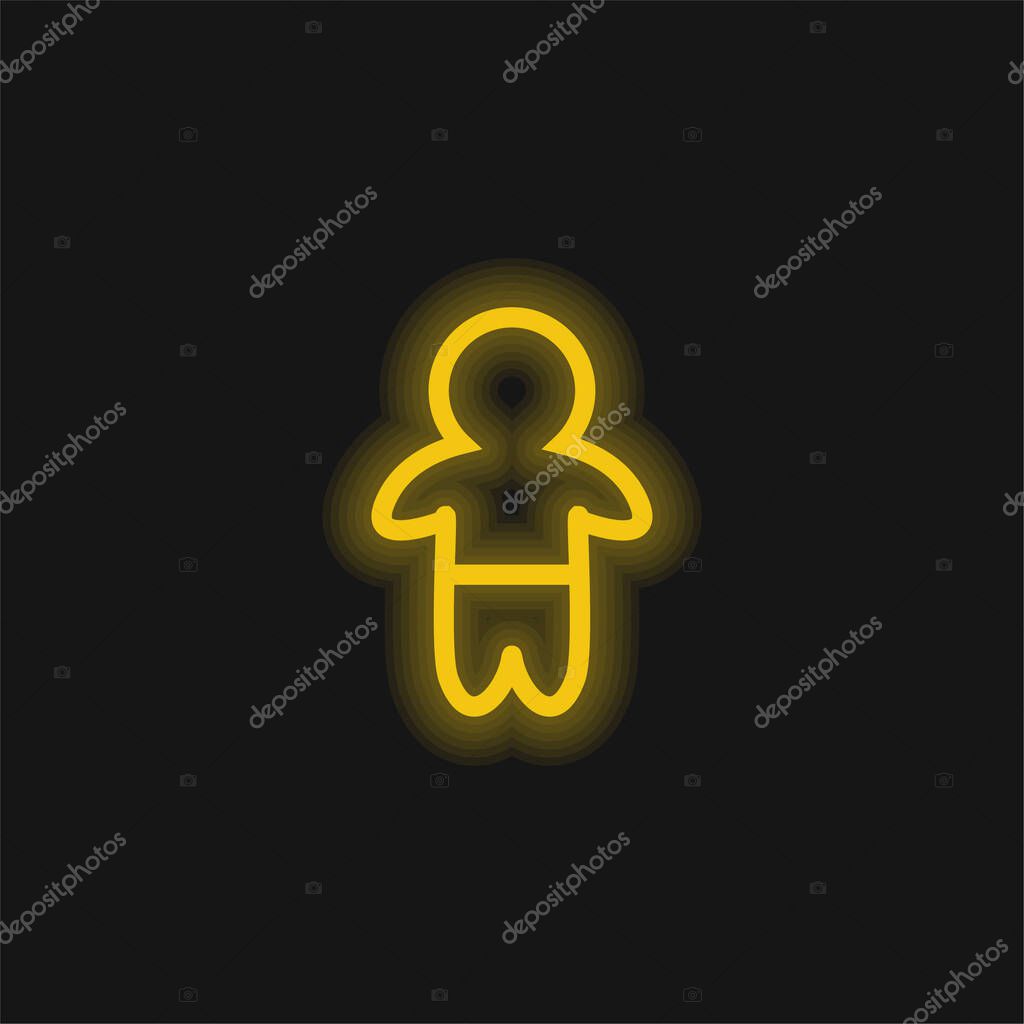 Baby Standing Outline With Pants yellow glowing neon icon