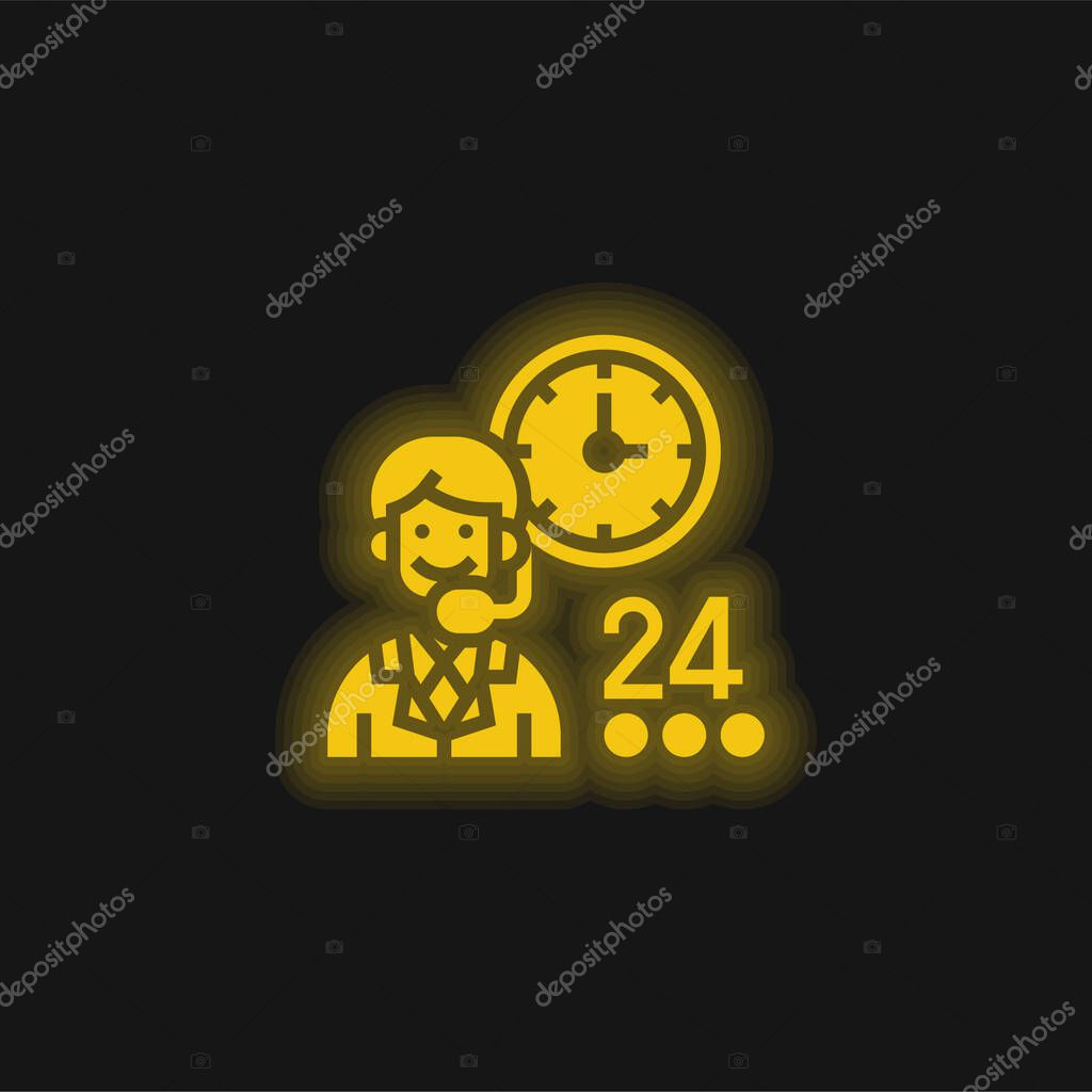 Assistance yellow glowing neon icon