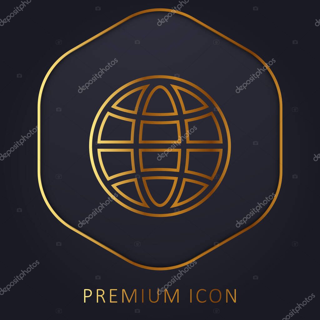 Big Globe golden line premium logo or icon