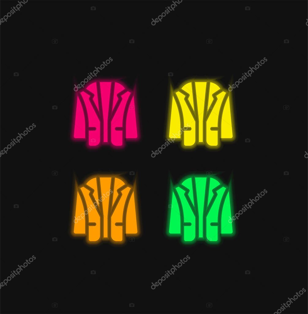 Blazer four color glowing neon vector icon