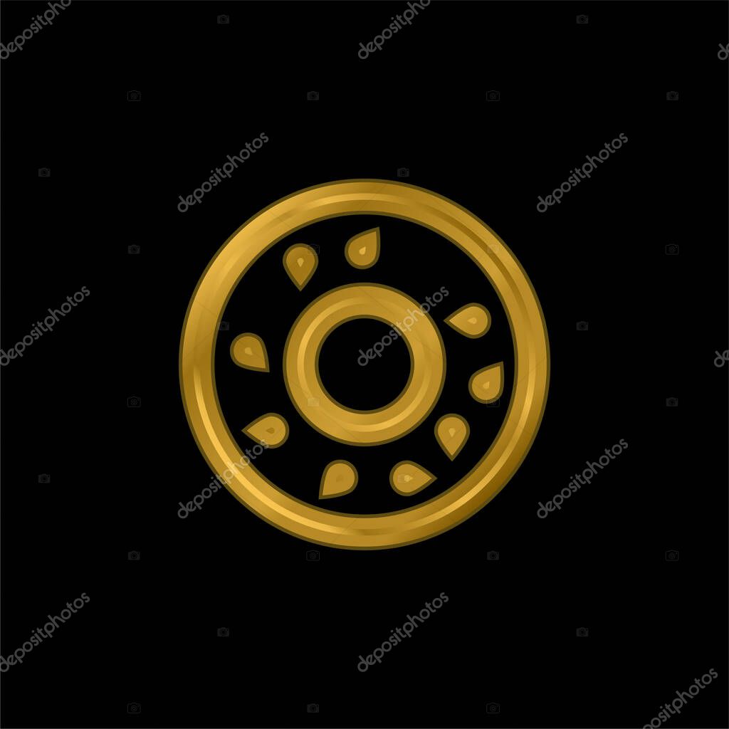 Bagel gold plated metalic icon or logo vector