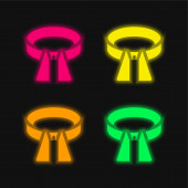 Belt four color glowing neon vector icon