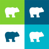Medve lapos négy szín minimális ikon készlet