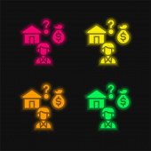 Cenově dostupné čtyři barvy zářící neonový vektor ikona