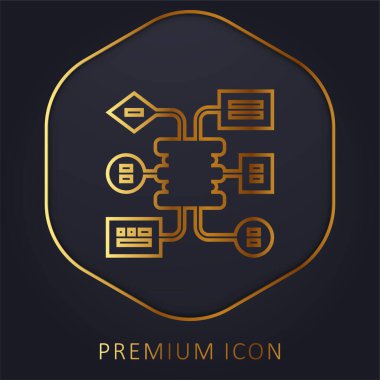 Algoritma altın çizgi prim logosu veya simgesi