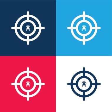 Antivirüs mavi ve kırmızı dört renk minimal simgesi