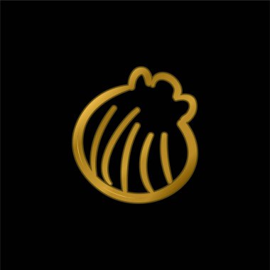 Plaj Kabuğu El Çizimi Altın şekilli metalik simge veya logo vektörü