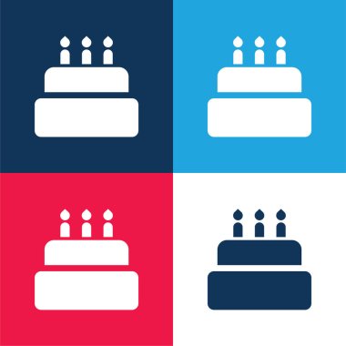 Doğum günü pastası mavi ve kırmızı en az dört renk simgesi