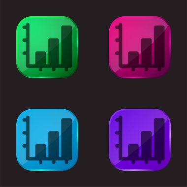 Çubuk Çizelgesi dört renkli cam düğme simgesi