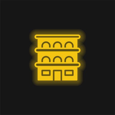 Daire sarı parlak neon simgesi