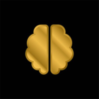 Beyin altın kaplamalı metalik simge veya logo vektörü