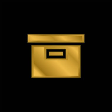 Kutu altın kaplama metalik simge veya logo vektörü