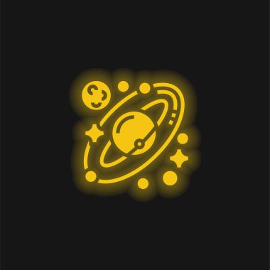 Astronomi sarı parlak neon simgesi