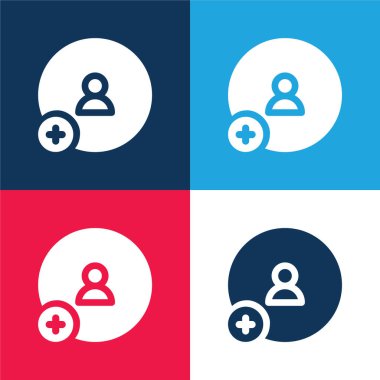 Arkadaş mavi ve kırmızı dört renk minimal simgesi seti ekle