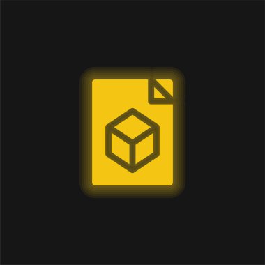 3d Dosya sarı parlak neon simgesi