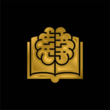 Kitap altın kaplamalı metalik simge veya logo vektörü