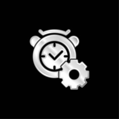 Alarm Saati gümüş kaplama metalik simgesi