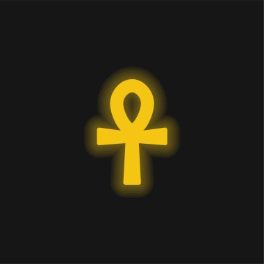 Ankh sarı parlak neon simgesi