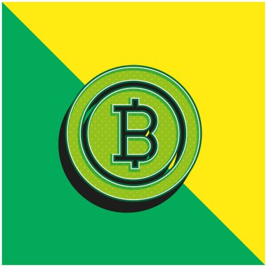 Bitcoin Yeşil ve Sarı modern 3d vektör simgesi logosu