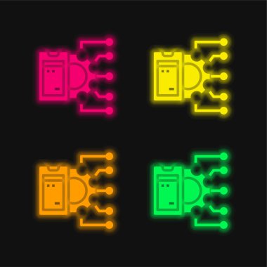 Api dört renk parlayan neon vektör simgesi