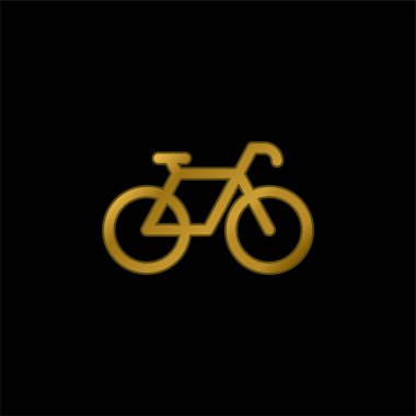 Bicycle Facing Right gold plated metalic icon or logo vector clipart