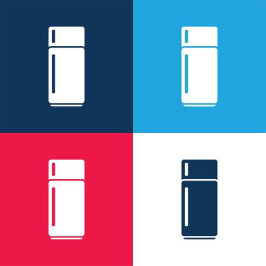 Big Refrigerator blue and red four color minimal icon set clipart