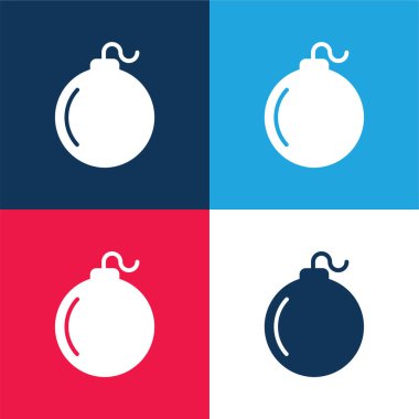 Bomba mavi ve kırmızı dört renk en küçük simge kümesi