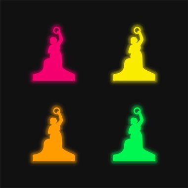 Bavyera Heykeli 4 renkli neon vektör simgesi