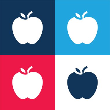 Elma mavisi ve kırmızı dört renk minimal simge kümesi