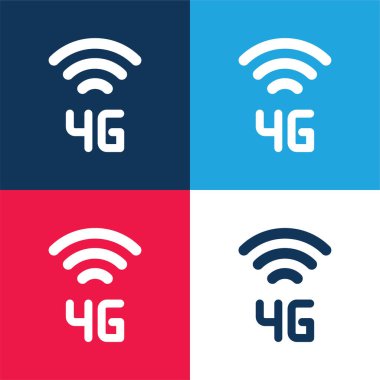 4g blue and red four color minimal icon set clipart