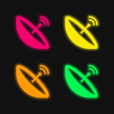 Anten dört renk parlayan neon vektör simgesi
