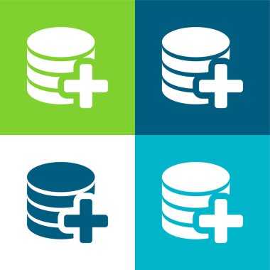 Veritabanı Düz Düz 4 renk minimal simgesi seti ekle