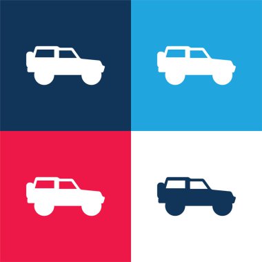 4x4 Macera Sportif Taşımacılık Taraf Görünümü mavi ve kırmızı en az dört renk simgesi