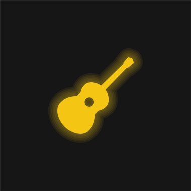 Akustik Gitar sarı parlak neon simgesi