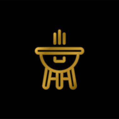 Bbq altın kaplama metalik simge veya logo vektörü