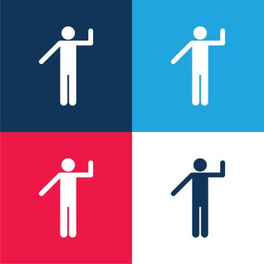 Basit Siluet mavi ve kırmızı En az dört renk simgesi