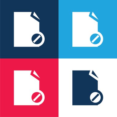 Block File Symbol blue and red four color minimal icon set clipart