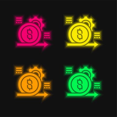 Çevik dört renk parlayan neon vektör simgesi