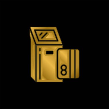 ATM altın kaplama metalik simge veya logo vektörü