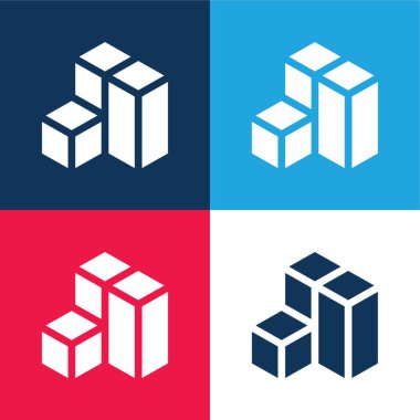 3d Modelleme Mavi ve Kırmızı Minimum Renk Simgesi