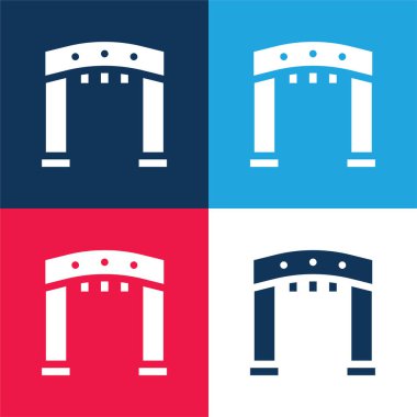 Ark mavi ve kırmızı dört renk minimal simge kümesi