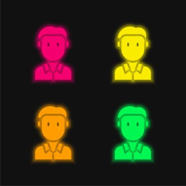 Dört renkli parlak neon vektör simgesi